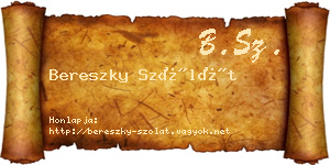 Bereszky Szólát névjegykártya